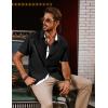 imagePJ PAUL JONES Mens Button Down Short Sleeve Shirts Casual WrinkleFree Dress Shirts Summer BeachBlack