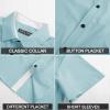 imagePJ PAUL JONES Mens Button Down Short Sleeve Shirts Casual WrinkleFree Dress Shirts Summer BeachBlue