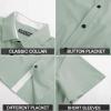 imagePJ PAUL JONES Mens Button Down Short Sleeve Shirts Casual WrinkleFree Dress Shirts Summer BeachGreen