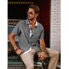imagePJ PAUL JONES Mens Button Down Short Sleeve Shirts Casual WrinkleFree Dress Shirts Summer BeachGrey