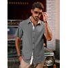 imagePJ PAUL JONES Mens Button Down Short Sleeve Shirts Casual WrinkleFree Dress Shirts Summer BeachGrey