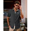 imagePJ PAUL JONES Mens Button Down Short Sleeve Shirts Casual WrinkleFree Dress Shirts Summer BeachGrey Black
