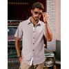 imagePJ PAUL JONES Mens Button Down Short Sleeve Shirts Casual WrinkleFree Dress Shirts Summer BeachGrey Pink