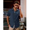 imagePJ PAUL JONES Mens Button Down Short Sleeve Shirts Casual WrinkleFree Dress Shirts Summer BeachNavy Blue