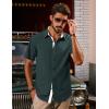 imagePJ PAUL JONES Mens Button Down Short Sleeve Shirts Casual WrinkleFree Dress Shirts Summer BeachOlive Green