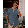 imagePJ PAUL JONES Mens Button Down Short Sleeve Shirts Casual WrinkleFree Dress Shirts Summer BeachPurple Blue