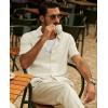 imagePJ PAUL JONES Mens Casual Button Down Shirt Short Sleeve Untucked Summer Shirts Fashion Textured Beach ShirtApricot