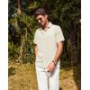 imagePJ PAUL JONES Mens Casual Button Down Shirt Short Sleeve Untucked Summer Shirts Fashion Textured Beach ShirtApricot