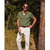 imagePJ PAUL JONES Mens Casual Button Down Shirt Short Sleeve Untucked Summer Shirts Fashion Textured Beach ShirtArmy Green