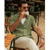 imagePJ PAUL JONES Mens Casual Button Down Shirt Short Sleeve Untucked Summer Shirts Fashion Textured Beach ShirtArmy Green