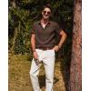 imagePJ PAUL JONES Mens Casual Button Down Shirt Short Sleeve Untucked Summer Shirts Fashion Textured Beach ShirtCoffee