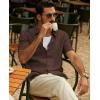 imagePJ PAUL JONES Mens Casual Button Down Shirt Short Sleeve Untucked Summer Shirts Fashion Textured Beach ShirtCoffee