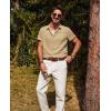 imagePJ PAUL JONES Mens Casual Button Down Shirt Short Sleeve Untucked Summer Shirts Fashion Textured Beach ShirtKhaki