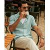 imagePJ PAUL JONES Mens Casual Button Down Shirt Short Sleeve Untucked Summer Shirts Fashion Textured Beach ShirtLight Green