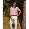 imagePJ PAUL JONES Mens Casual Button Down Shirt Short Sleeve Untucked Summer Shirts Fashion Textured Beach ShirtPink