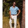 imagePJ PAUL JONES Mens Casual Button Down Shirt Short Sleeve Untucked Summer Shirts Fashion Textured Beach ShirtSky Blue
