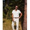 imagePJ PAUL JONES Mens Casual Button Down Shirt Short Sleeve Untucked Summer Shirts Fashion Textured Beach ShirtWhite