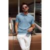 imagePJ PAUL JONES Mens Polo Shirts Short Sleeve Textured Knit Polo Shirt Ribbed Casual Golf ShirtsBlue