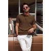 imagePJ PAUL JONES Mens Polo Shirts Short Sleeve Textured Knit Polo Shirt Ribbed Casual Golf ShirtsBrown
