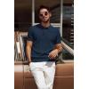 imagePJ PAUL JONES Mens Polo Shirts Short Sleeve Textured Knit Polo Shirt Ribbed Casual Golf ShirtsNavy Blue