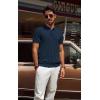 imagePJ PAUL JONES Mens Polo Shirts Short Sleeve Textured Knit Polo Shirt Ribbed Casual Golf ShirtsNavy Blue