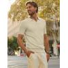 imagePJ PAUL JONES Mens Polo Shirts Short Sleeve VNeck Ribbed Polo Shirt Casual Breathable Knit PoloApricot