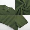 imagePJ PAUL JONES Mens Polo Shirts Short Sleeve VNeck Ribbed Polo Shirt Casual Breathable Knit PoloArmy Green