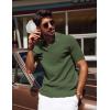 imagePJ PAUL JONES Mens Polo Shirts Short Sleeve VNeck Ribbed Polo Shirt Casual Breathable Knit PoloArmy Green