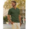 imagePJ PAUL JONES Mens Polo Shirts Short Sleeve VNeck Ribbed Polo Shirt Casual Breathable Knit PoloArmy Green