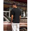 imagePJ PAUL JONES Mens Polo Shirts Short Sleeve VNeck Ribbed Polo Shirt Casual Breathable Knit PoloBlack