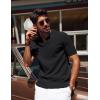 imagePJ PAUL JONES Mens Polo Shirts Short Sleeve VNeck Ribbed Polo Shirt Casual Breathable Knit PoloBlack