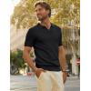imagePJ PAUL JONES Mens Polo Shirts Short Sleeve VNeck Ribbed Polo Shirt Casual Breathable Knit PoloBlack