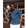 imagePJ PAUL JONES Mens Polo Shirts Short Sleeve VNeck Ribbed Polo Shirt Casual Breathable Knit PoloBlue
