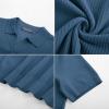 imagePJ PAUL JONES Mens Polo Shirts Short Sleeve VNeck Ribbed Polo Shirt Casual Breathable Knit PoloBlue
