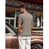 imagePJ PAUL JONES Mens Polo Shirts Short Sleeve VNeck Ribbed Polo Shirt Casual Breathable Knit PoloCamel