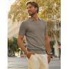 imagePJ PAUL JONES Mens Polo Shirts Short Sleeve VNeck Ribbed Polo Shirt Casual Breathable Knit PoloCamel