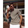 imagePJ PAUL JONES Mens Polo Shirts Short Sleeve VNeck Ribbed Polo Shirt Casual Breathable Knit PoloCamel