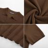 imagePJ PAUL JONES Mens Polo Shirts Short Sleeve VNeck Ribbed Polo Shirt Casual Breathable Knit PoloCoffee