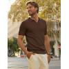 imagePJ PAUL JONES Mens Polo Shirts Short Sleeve VNeck Ribbed Polo Shirt Casual Breathable Knit PoloCoffee