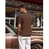 imagePJ PAUL JONES Mens Polo Shirts Short Sleeve VNeck Ribbed Polo Shirt Casual Breathable Knit PoloCoffee