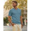 imagePJ PAUL JONES Mens Polo Shirts Short Sleeve VNeck Ribbed Polo Shirt Casual Breathable Knit PoloGrey Blue