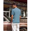 imagePJ PAUL JONES Mens Polo Shirts Short Sleeve VNeck Ribbed Polo Shirt Casual Breathable Knit PoloGrey Blue