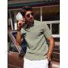 imagePJ PAUL JONES Mens Polo Shirts Short Sleeve VNeck Ribbed Polo Shirt Casual Breathable Knit PoloKhaki