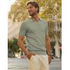 imagePJ PAUL JONES Mens Polo Shirts Short Sleeve VNeck Ribbed Polo Shirt Casual Breathable Knit PoloKhaki