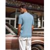 imagePJ PAUL JONES Mens Polo Shirts Short Sleeve VNeck Ribbed Polo Shirt Casual Breathable Knit PoloLight Blue