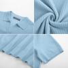 imagePJ PAUL JONES Mens Polo Shirts Short Sleeve VNeck Ribbed Polo Shirt Casual Breathable Knit PoloLight Blue