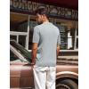 imagePJ PAUL JONES Mens Polo Shirts Short Sleeve VNeck Ribbed Polo Shirt Casual Breathable Knit PoloLight Gray