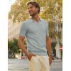 imagePJ PAUL JONES Mens Polo Shirts Short Sleeve VNeck Ribbed Polo Shirt Casual Breathable Knit PoloLight Gray