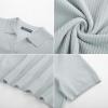 imagePJ PAUL JONES Mens Polo Shirts Short Sleeve VNeck Ribbed Polo Shirt Casual Breathable Knit PoloLight Gray