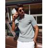 imagePJ PAUL JONES Mens Polo Shirts Short Sleeve VNeck Ribbed Polo Shirt Casual Breathable Knit PoloLight Gray